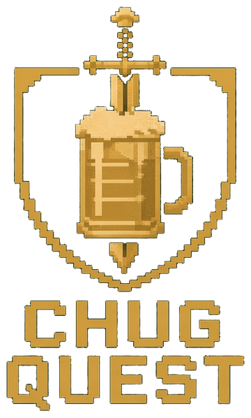 Chug Quest crest — gold shield with mug and sword